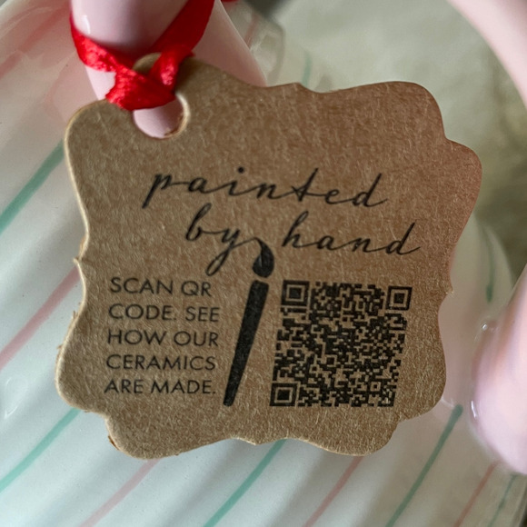 LANG Hand Painted SANTA Mug With Pink And Green Stripes Holiday Classic NEW - Picture 9 of 10